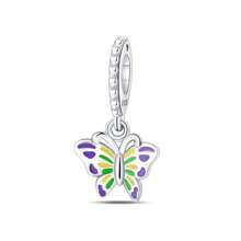 1 pièce Pendentif en argent sterling 925 avec pierre scintillante lumineuse et colorée en forme de papillon, fleur, oiseau, libellule, luciole brillant dans le noir. Convient pour la fabrication de bracelet et bijou pour femme.