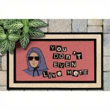 1pc 16"*24" 18"*30" Funny 'You Don't Even Live Here' All-Weather Doormat - Perfect Housewarming Or Birthday Gift,  Hand Wash, Rectangular Front Door Decor,Non-Slip Outdoor/Indoor Rubber Door Mats For Front Door/Garden/Kitchen/Bedroom