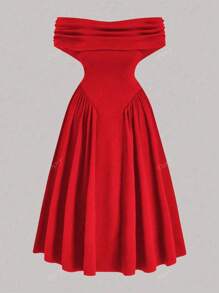 Women's Elegant Party/Date/Wedding Formal Banquet Ruffle Off-Shoulder Maxi Dress, Solid Color, Summer