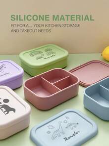 1pc Personalized Customization Name Pattern Silicone Baby Lunch Box Three-Compartment Baby Dinner Plate Custom Baby Tableware Portable Baby Dinner Box, Multi-Functional, Ornamental, Letter, Stylish, Baby Fashion, Colorful, Casual, Cute, Kawaii, Adorable, Unique, Customized, Baby Gifts, Cute Baby, Family, Friends, Daughter, Son, Her, Spring Break,Easy Comfort,Birthday Gift