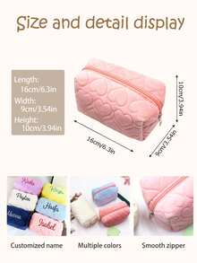 刺绣名字化妆包，个性化刺绣化妆包，薄纱化妆包，定制化妆包，卫生巾收纳包，旅行化妆包，个性化收纳包，多用途，大容量，多功能，色彩缤纷，可爱，萌系，简约，趣味，卡哇伊，Y2K，极简，通勤，商务休闲