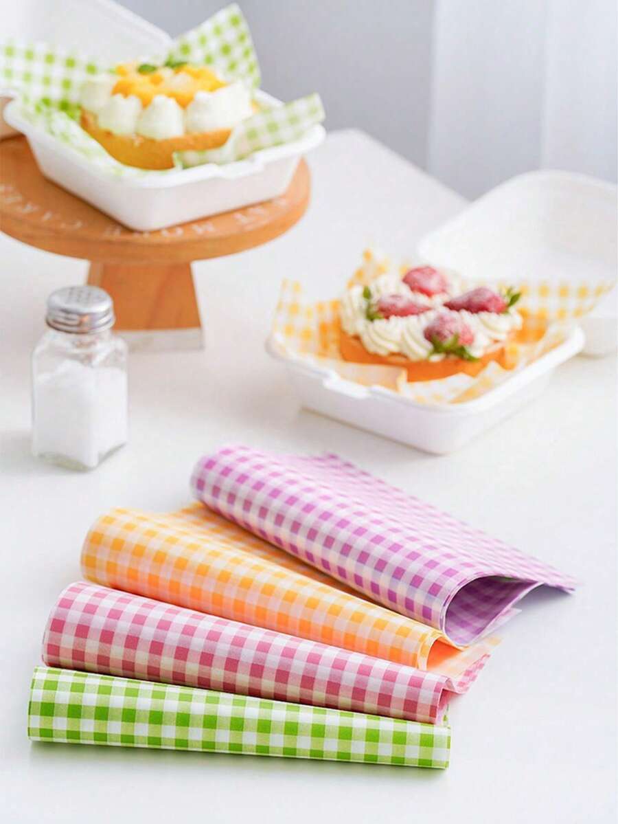 100/200 tờ giấy nến màu hồng dùng lót hộp bánh mì kẹp thịt, hộp cơm bento, bánh ngọt, bánh macaron, bánh mì kẹp, khoai tây chiên, đồ nướng. - Nhiều màu - Xem 1