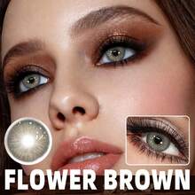 2 piezas de lentes de contacto de color gris marrón, maquillaje de ojos, lentes de contacto anuales suaves cosméticas, ideales para maquillaje creativo de Halloween, fiesta temática y transformación para disfraces y eventos especiales. - Multicolor - Ver 8