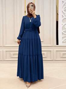 New Women's Fashion Tie Belt Long Sleeve Dresses Ladies Clothing