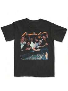 Vintage The Hangover Playing Poker Crewneck T-Shirt, Funny The Hangover Movie Tee Gift For Boyfriend Menswear Top StreetwearSpring And Summer Comfortable Printed T-Shirt - Black - View 2
