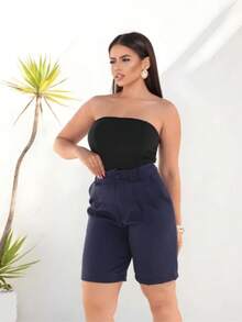 Women's Tailored Bermuda Shorts - Navy Blue - View 2