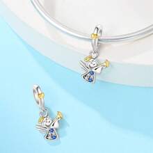 1 peça de pingente de prata esterlina 925 com pingente de árvore da paz em formato de coração e anjo, formato de diamante colorido, faça você mesmo, joias para combinar com roupas do dia a dia, decoração para meninas/mulheres, dia dos namorados