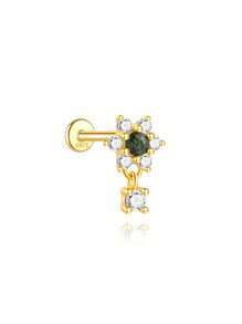 1 Stück Natürlicher Moos Achat 925 Sterling Silber Ohrringe für Frauen, klassischer flacher Rücken Piercing, minimalistisches Geschenk für Mütter, Brautschmuck, hochwertiger Schmuck
