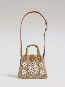 2025 New Handmade Weaving Shell Beads Flower Shoulder Bag, Fashion Multi-Way Tote