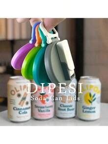 1pc Color Soda Can Lids With Straw,Silicone Straws Soda ​Can Covers,Straw Soda Can Lid, Reusable For Can Covers For Soda, Beverage, Juice,Seltzer - Multicolor - View 2