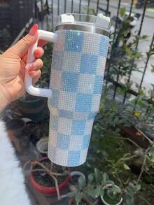 Cốc thép không gỉ 40 Oz cho ô tô, cốc Rhine-Diamond và cốc Sippy, 1 bình nước cách nhiệt chân không, thích hợp cho gia đình, văn phòng hoặc ô tô, cốc tái sử dụng, nắp lật chống rò rỉ Sippy (hồng, đen, xanh lá, tím, xanh dương) quà tặng cho ngày lễ Giáng sinh, ngày lễ tình nhân, ngày của mẹ - Nhiều màu - Xem 24