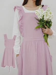 1 Pieza Delantal, Estilo Vintage Talla Grande para Mujer con Volantes, 2 Bolsillos, Ajustable con Cordones Plisados y Encaje, Adecuado para Limpieza del Hogar/Cocina/Actividades al Aire Libre/Restaurante, Cafetería, Floristería, Estudio de Arte, Salón de Belleza y Otros Lugares de Trabajo