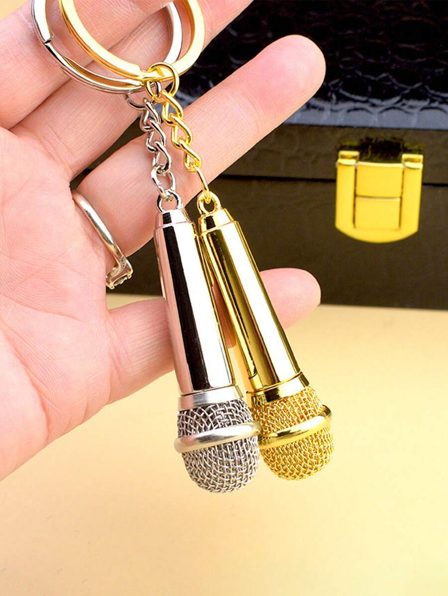 1pc Microphone Keychain, Mini Realistic Replica Microphone Prop For Performers Car Accessories Bag Charm - Multicolor - View 1