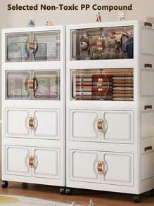 5/4/3/2/1 Tier Storage Cabinet Folding Storage Box, Home Living Room Toy Cabinet, Storage Rack, Snack Cabinet, No Assembly Required, Kitchen Storage Cabinet