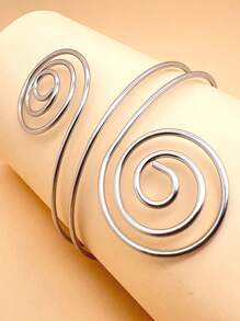 1PC Spiral Armband Swirl Upper Arm Cuff Armlet Bangle Bracelet Egyptian Costume Accessory For Women Gold Silver Color