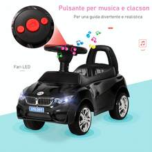 HOMCOM Macchinina per Bambini Cavalcabile con Volante, Fari e Musiche Integrate, Età 18-36 Mesi, 63.5x28x36cm - nero - Visualizzare 5