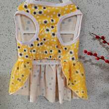 Daisy Printed Bow Decor Pet Dress - Yellow - View 3