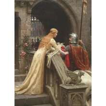 1 Pieza Impresión de arte en lienzo con marco opcional "Accolade por el Caballero Medieval" para decoración de pared de la sala de estar, póster vintage con marco reutilizable