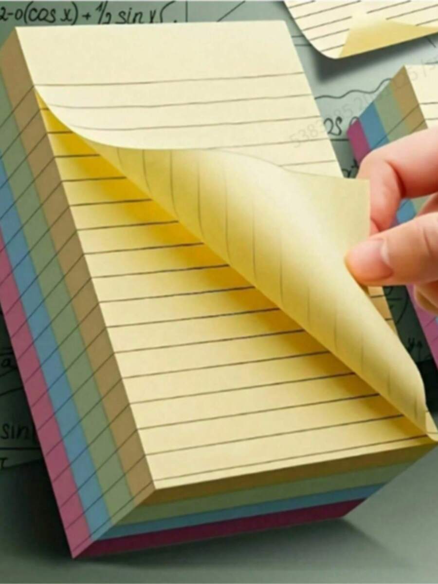 100/200 feuilles de notes autocollantes lignées en 4 couleurs. Notes portatives pour étudiants. Marqueurs d'écriture, notes adhésives faciles à utiliser. Bloc-notes de bureau, à la maison, à l'école, en grands et petits formats, deux styles. Petit assistant de bureau, fournitures scolaires, rentrée scolaire.