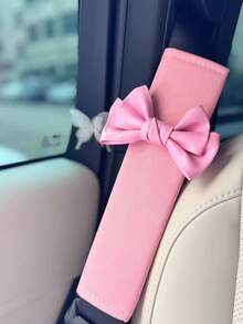 2pcs Car Shoulder Protector Anti Neck Car Extended Seat Belt Cover Car Leather Bow Extended Protective Cover - one-size - View 4