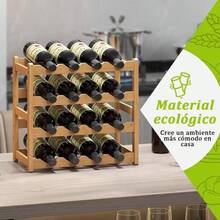 Estante de Vino Apilable de 4 Niveles,Capacidad 16 Botellas,Porta Vinos,Porta Botellas, Ahorra Espacio ,Organizador de vinos - Caqui - Ver 5