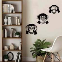 Set Of 3 Funny Metal Monkey Wall Decor – Black Metal Hanging Monkeys For Outdoor Or Indoor Use – Versatile Wall Art For Living Room, Bedroom, Or Bathroom