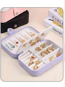 1pc Multifunctional Travel Jewelry Storage Box, PU Leather Jewelry Organizer Box, Cosmetic Makeup Holder, Detachable Jewelry Display Box, Multi-Layer Jewelry Storage Box, Suitable For Room Decor, Bags, Makeup Bags, Vanity, Travel, Cosmetic Bags, Travel Essentials, Storage Box, Desk Organizer, Makeup Bags, Cosmetic Pouches, Cosmetic Storage Box, Vanity Accessories, Cosmetic Bags - Purple - View 5