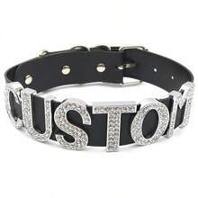 1pc Punk Chunky Big Rhinestone Letters Custom Choker Collar Exaggerated 30MM Wide PU Collar Choose Name Word Chocker Cosplay Personalized Collar Accessories