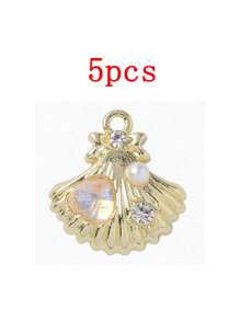 Set de 5 piezas de accesorios de estilo coreano con encantos de nube dulce y concha, material de aleación para manualidades de joyería, aretes, pulseras, collares, decoraciones para uso diario de mujeres