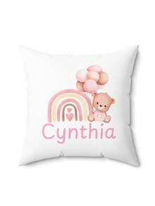 1pc Customized Personalized Toddler Girl Teddy Bear Pillowcase, With Whimsical Polka Dot Pattern, Custom Baby Gift, Pillow Insert Not Included - Multicolor - View 3
