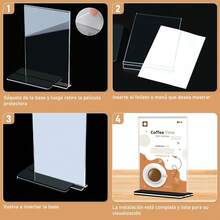 Porta Menu, 10Pcs-Soporte de Letrero, Soporte para Menús de Acrílico, Menu Holder Doble Cara Transparente para Restaurantes, Oficina, Publicidad, Bares, Tablero De Mesa, Almacenar, 21*15Cm - 1 - Ver 7