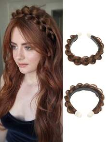 1pc Black Fishtail Braid Wig Headband, Non-Slip Teeth Design, Fluffy Synthetic Fishtail Wig Headband, Hair Hoop, Women's Braided Donut Bun Hair Hoop, Suitable For Christmas, New Year, Carnival, Music Festival And Other Occasions - Multicolor - View 14