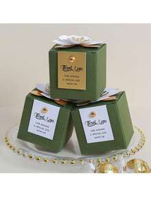 10件精美花朵创意方形婚礼糖果盒巧克力盒节日派对宴会周年纪念礼盒婚礼用品派对用品 - 彩色 - 查看 10