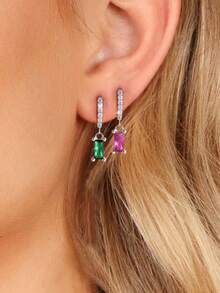 Esberry 1Pair Water Droplet Birthstone Drop Earrings For Women S925 Sterling Silver 12 Month Personalized Earrings Fine Jewelry Birthday Gift