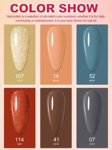 coscelia 6PCS Nail Gel Polish Set 7ML Soak Off Gel Nail Polish Needed For UV/LED Lamp, Pink Yellow Orange Purple Blue Grey Gold Glitter Nail UV Gel Polish, Long Lasting Gloss Shine For Autumn Nails, Summer Nails, Neon Y2K Styles Nails For Women DIY Salon