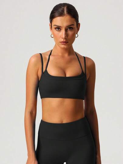 Sodalemon Women Double Layer Adjustable Strap Beautyback Sport BH view 6