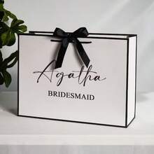 Personalized Christmas Gift Bags, Christmas Gift Bags, Custom Christmas Gift Bags, Christmas Party Gift Bags, Christmas Eve Gift Bags, Personalized Name Gift Bags, Ribbon Tie Gift Bags, Thank You Gift Bags, Birthday Gift Bags, Wedding Gift Bags, Bridesmaid Gift Bags, Casual Urban - White Black Frame Gift Bag - View 8