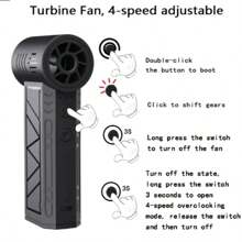 Ventilador pequeño portátil, turbo violento, soplador de polvo, manual, 110000 RPM a alta velocidad, se puede usar para eliminar el polvo, soplar nieve, soplar carbón, barbacoa, encender carbón, uso al aire libre multifuncional, adecuado para computadoras y accesorios, secadores de pelo