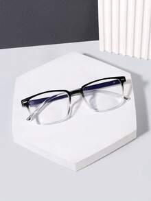 1pc Men's Lightweight Business Acrylic Rectangular Fashionable Glasses For Daily Reading And Commuting - Multicolor - View 5