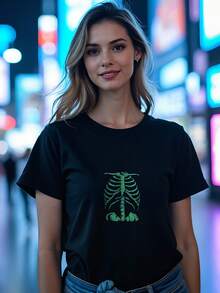 ADUKIDE-Boys-Glow-In-The-Dark-Shirts-Size-4-14T-Halloween-Girls-Tops-Tees-Novelty-Casual-T-Shirt- - Black - View 4