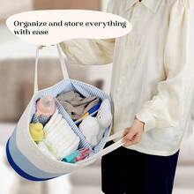 Portable Car Organizer With Removable Divider, Stylish Home Gift,Storage Caddy Organizer, Large Cotton Rope Decorative Basket, Multi-Purpose Table Organizer For Home Storage - White - View 7
