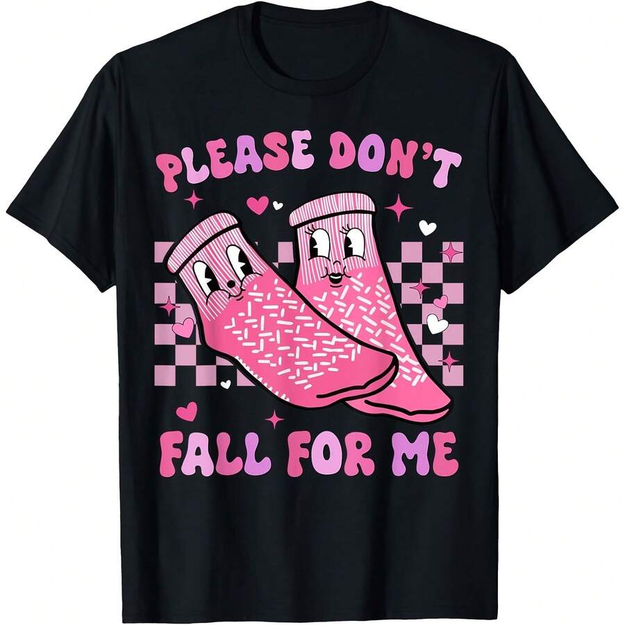 Por favor, no te enamores de mí Enfermera RN PCT CNA en el Día de San Valentín Camiseta de Algodón de 220g Estilo Casual Gráfica Ligera pero Duradera Cuello Redondo Ideal para Playa, Viajes en Avión, Escapadas de Fin de Semana o Aventuras por Carretera, Conjunto de Verano Elegante y Cómodo con Ajuste Holgado para Máximo Confort, Gráfica Digna de Fotos y Reels - Negro - Ver 1