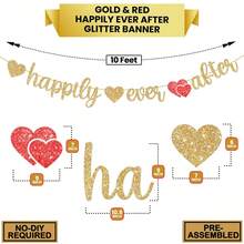 金色和玫瑰金从此幸福快乐横幅 - 10 英尺 | 闪光从此幸福快乐标志，用于新娘送礼会装饰 | 婚礼送礼会装饰 | 家庭派对、订婚派对的婚礼装饰
