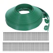 33 英尺重型柔性花园边缘卷 - 黑色塑料景观边界，适用于草坪、花坛和树圈 | 包括固定钉 | 耐用的草坪和石材边缘解决方案 | 弧形草坪边缘用品 - 彩色 - 查看 11