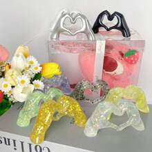 1pc,Colorful Resin Heart - Shaped Festive Figurine Ornaments. Ideal For Occasions Like Birthdays, Adding An Ambient Touch To Tabletops. Perfect Decorations For Proposal Parties, Wedding Gifts, And Wedding Favors For Guests.