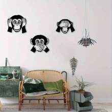 Set Of 3 Funny Metal Monkey Wall Decor – Black Metal Hanging Monkeys For Outdoor Or Indoor Use – Versatile Wall Art For Living Room, Bedroom, Or Bathroom