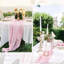 1 pieza Mantel de gasa de queso, echarpe de mesa de tejido vaporoso estilo bohemio chic, decoración vintage rústica para boda, fiesta, ducha nupcial