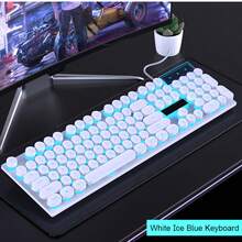 104 Keys Wired Mechanical Gaming Keyboard, Cool Backlight, Adjustable Variable Speed Lighting, Multimedia Shortcut Keys, Ergonomic Design, Punk Keycaps, Multi-Key No Punch, For Windows/PC/Laptop, Gaming Office Universal, White,Free 1 Roll Of Nano Adhesive