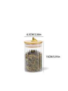 1pc Glass Material Food Storage Container, Candy Jar, Nuts Storage Bottle, Popcorn Container, Suitable For Home Kitchen And Dining Room Organization