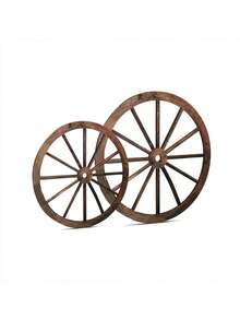 Pieza decorativa de arte en estilo vintage con rueda de camión/carruaje de madera - Redondo de 15/20cm Estilo rústico y campestre, adecuado para jardín, bar, posada, garaje y decoración de pared para jardín rural, en color marrón con cuerda de arpillera